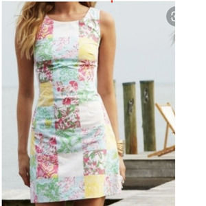 Vintage Lilly Pulitzer Multi State Patchwork Delia Dress Side Lace Up